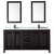 Wyndham WCV252572DEBCMUNSM24 Daria 72 Inch Double Bathroom Vanity in Dark Espresso, White Carrara Marble Countertop, Undermount Square Sinks, Matte Black Trim, 24 Inch Mirrors