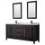 Wyndham WCV252572DEBCMUNSM24 Daria 72 Inch Double Bathroom Vanity in Dark Espresso, White Carrara Marble Countertop, Undermount Square Sinks, Matte Black Trim, 24 Inch Mirrors