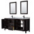 Wyndham WCV252572DEBCMUNSM24 Daria 72 Inch Double Bathroom Vanity in Dark Espresso, White Carrara Marble Countertop, Undermount Square Sinks, Matte Black Trim, 24 Inch Mirrors