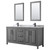 Wyndham WCV252572DGBCMUNSM24 Daria 72 Inch Double Bathroom Vanity in Dark Gray, White Carrara Marble Countertop, Undermount Square Sinks, Matte Black Trim, 24 Inch Mirrors