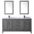 Wyndham WCV252572DGBCMUNSM24 Daria 72 Inch Double Bathroom Vanity in Dark Gray, White Carrara Marble Countertop, Undermount Square Sinks, Matte Black Trim, 24 Inch Mirrors