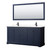 Wyndham WCV232372DBBC2UNSM70 Avery 72 Inch Double Bathroom Vanity in Dark Blue, Carrara Cultured Marble Countertop, Undermount Square Sinks, Matte Black Trim, 70 Inch Mirror