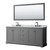 Wyndham WCV232380DGBCMUNOM70 Avery 80 Inch Double Bathroom Vanity in Dark Gray, White Carrara Marble Countertop, Undermount Oval Sinks, Matte Black Trim, 70 Inch Mirror