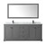 Wyndham WCV232380DGBCMUNSM70 Avery 80 Inch Double Bathroom Vanity in Dark Gray, White Carrara Marble Countertop, Undermount Square Sinks, Matte Black Trim, 70 Inch Mirror