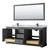 Wyndham WCV232380DGBCMUNSM70 Avery 80 Inch Double Bathroom Vanity in Dark Gray, White Carrara Marble Countertop, Undermount Square Sinks, Matte Black Trim, 70 Inch Mirror