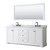 Wyndham WCV232380DWBCMUNOM70 Avery 80 Inch Double Bathroom Vanity in White, White Carrara Marble Countertop, Undermount Oval Sinks, Matte Black Trim, 70 Inch Mirror