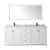 Wyndham WCV232380DWBCMUNSM70 Avery 80 Inch Double Bathroom Vanity in White, White Carrara Marble Countertop, Undermount Square Sinks, Matte Black Trim, 70 Inch Mirror