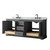 Wyndham WCV232380DGBCMUNOMXX Avery 80 Inch Double Bathroom Vanity in Dark Gray, White Carrara Marble Countertop, Undermount Oval Sinks, Matte Black Trim