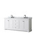 Wyndham WCV232380DWBCMUNOMXX Avery 80 Inch Double Bathroom Vanity in White, White Carrara Marble Countertop, Undermount Oval Sinks, Matte Black Trim