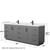 Wyndham WCF292984DGBWCUNSM70 Miranda 84 Inch Double Bathroom Vanity in Dark Gray, White Cultured Marble Countertop, Undermount Square Sinks, Matte Black Trim, 70 Inch Mirror