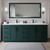 Wyndham WCF292984DGKWCUNSM70 Miranda 84 Inch Double Bathroom Vanity in Green, White Cultured Marble Countertop, Undermount Square Sinks, Matte Black Trim, 70 Inch Mirror