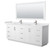 Wyndham WCF292984DWHWCUNSM70 Miranda 84 Inch Double Bathroom Vanity in White, White Cultured Marble Countertop, Undermount Square Sinks, Brushed Nickel Trim, 70 Inch Mirror