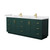 Wyndham WCF292984DGDWCUNSMXX Miranda 84 Inch Double Bathroom Vanity in Green, White Cultured Marble Countertop, Undermount Square Sinks, Brushed Gold Trim