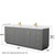 Wyndham WCF292984DGGWCUNSMXX Miranda 84 Inch Double Bathroom Vanity in Dark Gray, White Cultured Marble Countertop, Undermount Square Sinks, Brushed Gold Trim