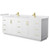 Wyndham WCF292984DWGWCUNSMXX Miranda 84 Inch Double Bathroom Vanity in White, White Cultured Marble Countertop, Undermount Square Sinks, Brushed Gold Trim