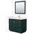 Wyndham WCF292942SGDWCUNSM34 Miranda 42 Inch Single Bathroom Vanity in Green, White Cultured Marble Countertop, Undermount Square Sink, Brushed Gold Trim, 34 Inch Mirror