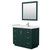 Wyndham WCF292942SGEWCUNSM34 Miranda 42 Inch Single Bathroom Vanity in Green, White Cultured Marble Countertop, Undermount Square Sink, Brushed Nickel Trim, 34 Inch Mirror