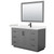 Wyndham WCF292954SGBC2UNSM46 Miranda 54 Inch Single Bathroom Vanity in Dark Gray, Carrara Cultured Marble Countertop, Undermount Square Sink, Matte Black Trim, 46 Inch Mirror
