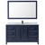 Wyndham WCV252560SBBCMUNSM58 Daria 60 Inch Single Bathroom Vanity in Dark Blue, White Carrara Marble Countertop, Undermount Square Sink, Matte Black Trim, 58 Inch Mirror