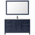 Wyndham WCV252560SBBC2UNSM58 Daria 60 Inch Single Bathroom Vanity in Dark Blue, Carrara Cultured Marble Countertop, Undermount Square Sink, Matte Black Trim, 58 Inch Mirror