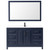 Wyndham WCV252560SBBWCUNSM58 Daria 60 Inch Single Bathroom Vanity in Dark Blue, White Cultured Marble Countertop, Undermount Square Sink, Matte Black Trim, 58 Inch Mirror