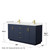 Wyndham WCF292966DBLC2UNSMXX Miranda 66 Inch Double Bathroom Vanity in Dark Blue, Carrara Cultured Marble Countertop, Undermount Square Sinks, Brushed Gold Trim