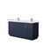 Wyndham WCF292966DBNC2UNSMXX Miranda 66 Inch Double Bathroom Vanity in Dark Blue, Carrara Cultured Marble Countertop, Undermount Square Sinks, Brushed Nickel Trim