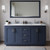 Wyndham WCF292966DBNCMUNSMXX Miranda 66 Inch Double Bathroom Vanity in Dark Blue, White Carrara Marble Countertop, Undermount Square Sinks, Brushed Nickel Trim