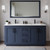 Wyndham WCF292966DBBC2UNSM58 Miranda 66 Inch Double Bathroom Vanity in Dark Blue, Carrara Cultured Marble Countertop, Undermount Square Sinks, Matte Black Trim, 58 Inch Mirror