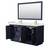 Wyndham WCF292966DBLC2UNSM58 Miranda 66 Inch Double Bathroom Vanity in Dark Blue, Carrara Cultured Marble Countertop, Undermount Square Sinks, Brushed Gold Trim, 58 Inch Mirror