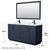 Wyndham WCF292966DBBCMUNSM58 Miranda 66 Inch Double Bathroom Vanity in Dark Blue, White Carrara Marble Countertop, Undermount Square Sinks, Matte Black Trim, 58 Inch Mirror
