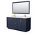 Wyndham WCF292966DBLCMUNSM58 Miranda 66 Inch Double Bathroom Vanity in Dark Blue, White Carrara Marble Countertop, Undermount Square Sinks, Brushed Gold Trim, 58 Inch Mirror