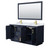 Wyndham WCF292966DBLCMUNSM58 Miranda 66 Inch Double Bathroom Vanity in Dark Blue, White Carrara Marble Countertop, Undermount Square Sinks, Brushed Gold Trim, 58 Inch Mirror