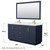 Wyndham WCF292966DBLCMUNSM58 Miranda 66 Inch Double Bathroom Vanity in Dark Blue, White Carrara Marble Countertop, Undermount Square Sinks, Brushed Gold Trim, 58 Inch Mirror