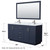 Wyndham WCF292966DBNCMUNSM58 Miranda 66 Inch Double Bathroom Vanity in Dark Blue, White Carrara Marble Countertop, Undermount Square Sinks, Brushed Nickel Trim, 58 Inch Mirror