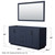 Wyndham WCF292966DBBCXSXXM58 Miranda 66 Inch Double Bathroom Vanity in Dark Blue, No Countertop, No Sink, Matte Black Trim, 58 Inch Mirror