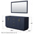 Wyndham WCF292966DBLCXSXXM58 Miranda 66 Inch Double Bathroom Vanity in Dark Blue, No Countertop, No Sink, Brushed Gold Trim, 58 Inch Mirror
