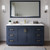 Wyndham WCF292966SBLWCUNSM58 Miranda 66 Inch Single Bathroom Vanity in Dark Blue, White Cultured Marble Countertop, Undermount Square Sink, Brushed Gold Trim, 58 Inch Mirror