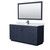 Wyndham WCF292966SBBCMUNSM58 Miranda 66 Inch Single Bathroom Vanity in Dark Blue, White Carrara Marble Countertop, Undermount Square Sink, Matte Black Trim, 58 Inch Mirror
