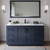 Wyndham WCF292966SBBCMUNSM58 Miranda 66 Inch Single Bathroom Vanity in Dark Blue, White Carrara Marble Countertop, Undermount Square Sink, Matte Black Trim, 58 Inch Mirror