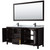 Wyndham WCV252572DEBCMUNSM70 Daria 72 Inch Double Bathroom Vanity in Dark Espresso, White Carrara Marble Countertop, Undermount Square Sinks, Matte Black Trim, 70 Inch Mirror