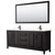 Wyndham WCV252580DEBC2UNSM70 Daria 80 Inch Double Bathroom Vanity in Dark Espresso, Carrara Cultured Marble Countertop, Undermount Square Sinks, Matte Black Trim, 70 Inch Mirror