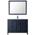Wyndham WCV252548SBBWCUNSM46 Daria 48 Inch Single Bathroom Vanity in Dark Blue, White Cultured Marble Countertop, Undermount Square Sink, Matte Black Trim, 46 Inch Mirror