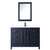 Wyndham WCV252548SBBWCUNSMED Daria 48 Inch Single Bathroom Vanity in Dark Blue, White Cultured Marble Countertop, Undermount Square Sink, Matte Black Trim, Medicine Cabinet