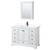 Wyndham WCS202048SWBWCUNSMED Deborah 48 Inch Single Bathroom Vanity in White, White Cultured Marble Countertop, Undermount Square Sink, Matte Black Trim, Medicine Cabinet