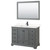 Wyndham WCS202048SGBC2UNSM46 Deborah 48 Inch Single Bathroom Vanity in Dark Gray, Carrara Cultured Marble Countertop, Undermount Square Sink, Matte Black Trim, 46 Inch Mirror