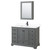 Wyndham WCS202048SGBWCUNSMED Deborah 48 Inch Single Bathroom Vanity in Dark Gray, White Cultured Marble Countertop, Undermount Square Sink, Matte Black Trim, Medicine Cabinet