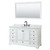 Wyndham WCS202060SWBCMUNOM58 Deborah 60 Inch Single Bathroom Vanity in White, White Carrara Marble Countertop, Undermount Oval Sink, Matte Black Trim, 58 Inch Mirror