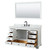 Wyndham WCS202060SWBCMUNOM58 Deborah 60 Inch Single Bathroom Vanity in White, White Carrara Marble Countertop, Undermount Oval Sink, Matte Black Trim, 58 Inch Mirror