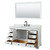 Wyndham WCS202060SWBCMUNSM58 Deborah 60 Inch Single Bathroom Vanity in White, White Carrara Marble Countertop, Undermount Square Sink, Matte Black Trim, 58 Inch Mirror
